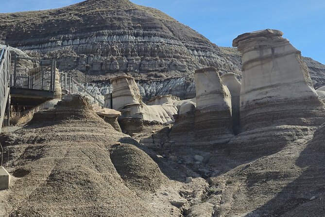 1 Day Guided Drumheller Tour: Calgary to Dinosaur Badlands - The Rosedale Suspension Bridge adds a little movement