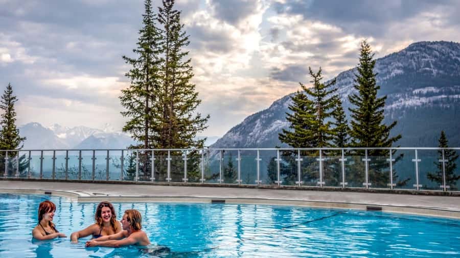 Banff: Gondola, Hot Springs, Bow falls & Three lakes tour - Sulphur Mountain rises above Banff