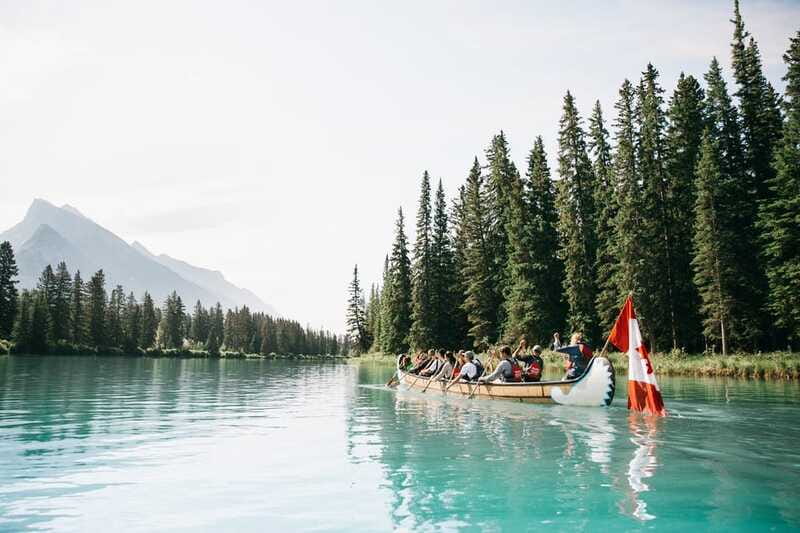 Banff National Park: Big Canoe River Explorer Tour - Paddling upstream on the Bow River