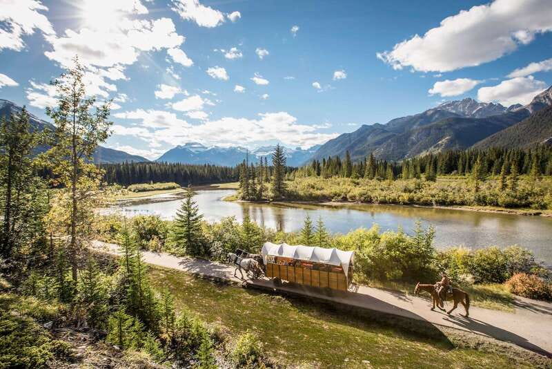 Banff: Wagon Ride with Cowboy Cookout BBQ - The first hour beside the Bow River