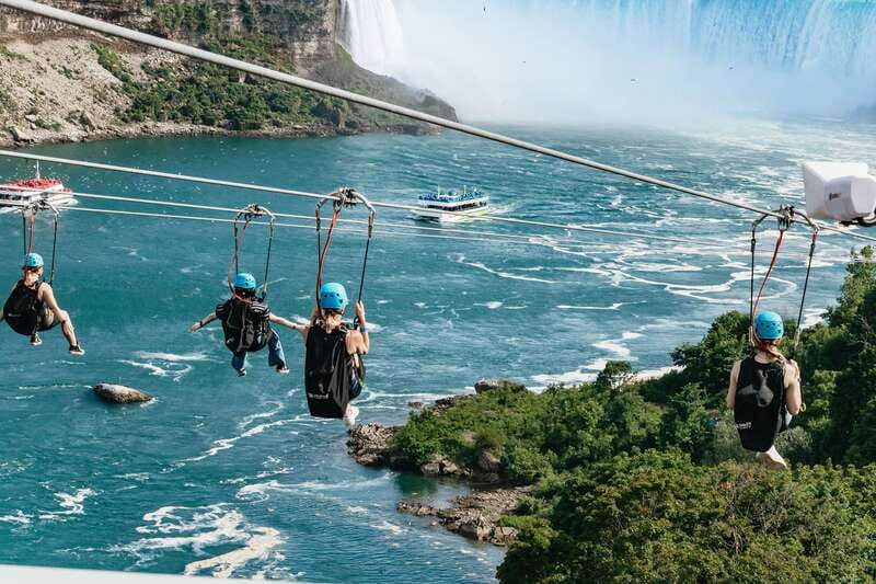 Niagara Falls, Canada: Zipline to The Falls - The ride toward Horseshoe Falls
