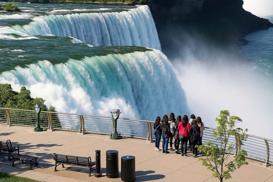 Niagara Falls, ON: Guided Tour with Boat, Skylon & Journey - Journey Behind the Falls: sound, spray, and narrow viewpoints