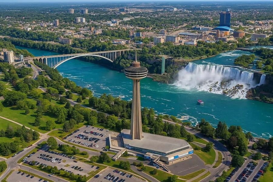 Niagara Falls, ON: Guided Tour with Boat, Skylon & Journey - Skylon Tower: start with the big picture
