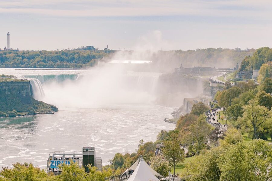 Niagara Falls: US & Canada Full-Day Tour & Lunch - Crossing into Canada for lunch at Skylon Tower