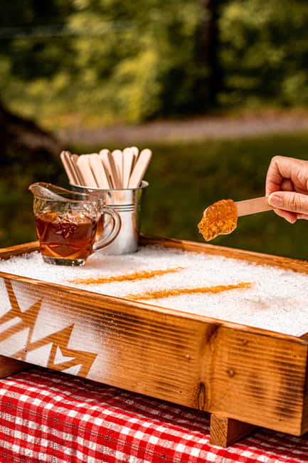Quebec City (Lévis): self-guided sugar shack tour + meal + maple taffy - Follow the maple tubing through the forest