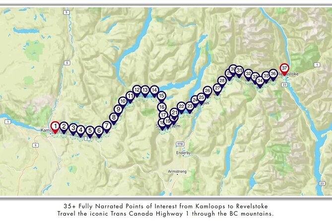 Smartphone Audio Driving Tour between Kamloops & Revelstoke - A road trip with a narrator in your phone