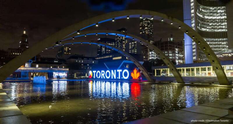 Toronto: Night Sightseeing Tour on a Double-Decker Bus - Nathan Phillips Square and Toronto’s civic center