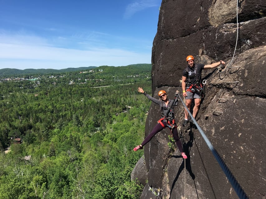Tyroparc: Via Ferrata and Hiking in the Laurentians - Clipping into the cliff face