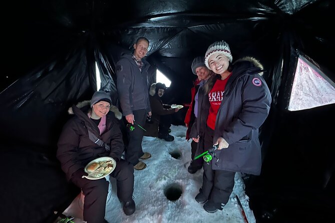 Ultimate Ice Fishing with Lunch - Net pulling, snowshoes, and hot-water mist