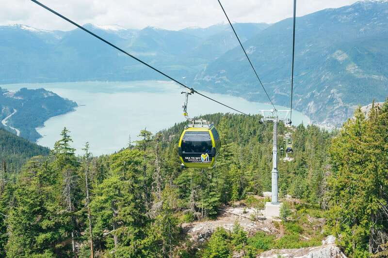Whistler, Sea to Sky Gondola, and Shannon Falls Day Trip - Riding the Sea to Sky Gondola Above Squamish